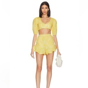 Camila Coelho Yellow High Waist Shorts and Top